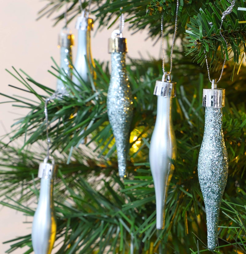 Christmas Concepts 8.5cm, 85mm (3.4") Matte Glitter Droplet Ball Pack - Christmas Baubles (Ice Blue) - Image 2